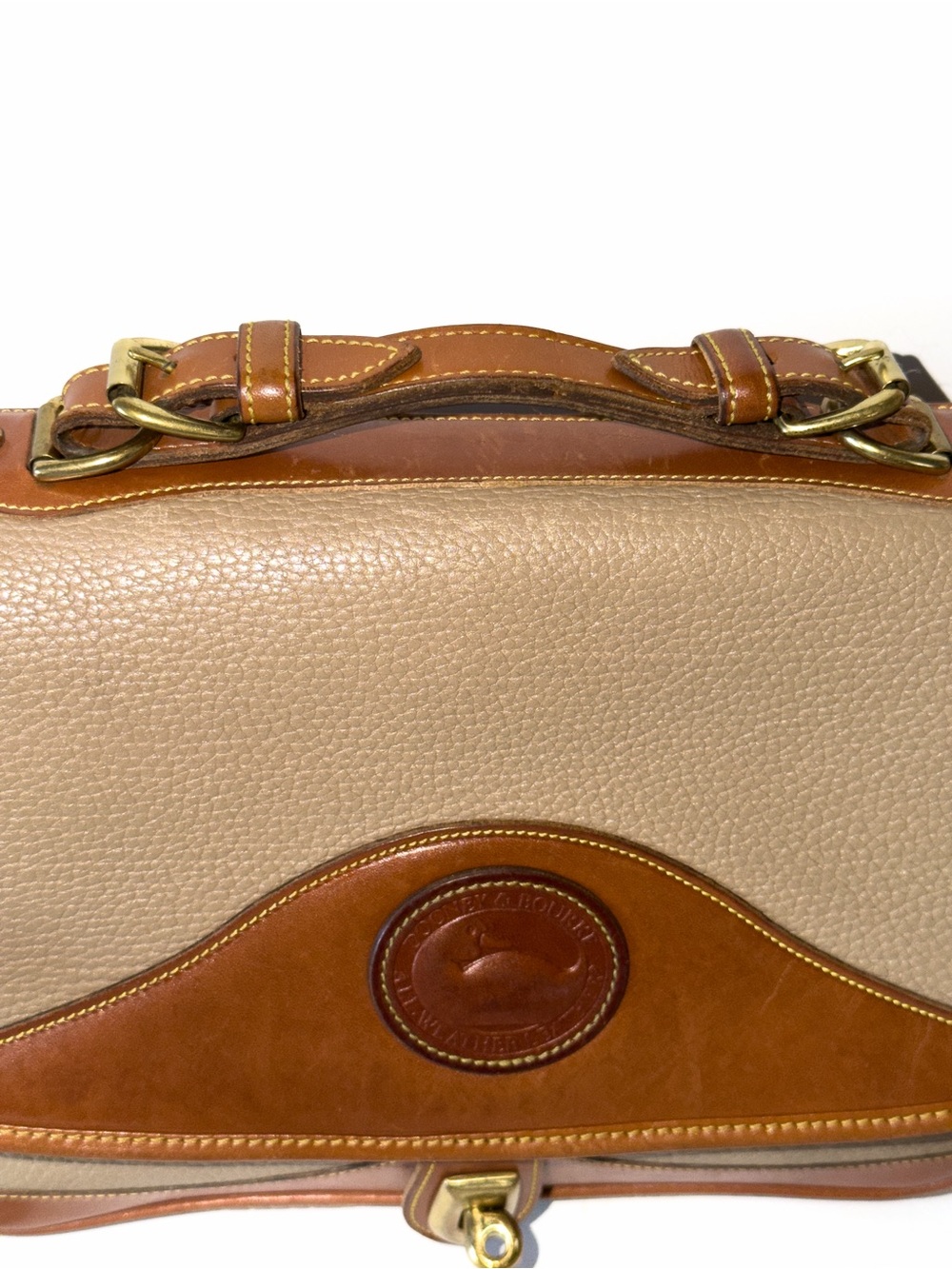 Vintage Dooney & Bourke Carrier Bag Khaki w/Brittish Tan Trim, Large - Picture 4 of 15